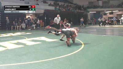 120 lbs 3rd Place - Zykhais Simpson, Greenville vs Joseph Britt, Carolina Forest