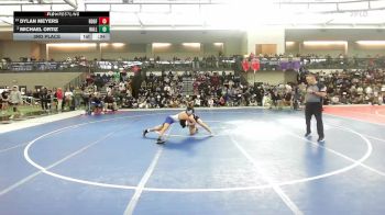 120 lbs 3rd Place - Dylan Meyers, Ridgefield vs Michael Ortiz, Hall