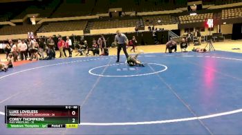 60 lbs 1st Place Match - Luke Loveless, Poquoson Athletic Association vs Corey Thompkins, Flex Wrestling