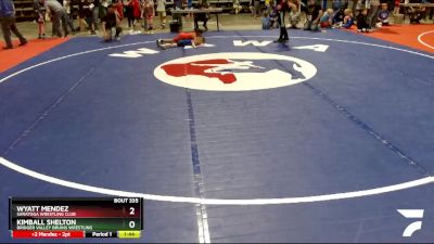 53 lbs Cons. Round 3 - Wyatt Mendez, Saratoga Wrestling Club vs Kimball Shelton, Bridger Valley Bruins Wrestling