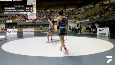 Junior Boys - 132 lbs Champ. Round 1 - Manuel Ruiz, Monterey High School Wrestling vs Joaquin Daniel Lucente, Guardian Knights Wrestling Club