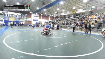 285 lbs Champ. Round 1 - Westen Musgrave, Rim Of The World vs Jose Lopez, Alemany