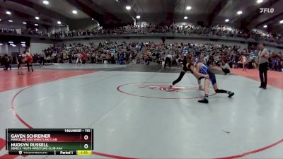 110 lbs Quarterfinal - Gaven Schreiner, Marceline Kids Wrestling Club vs Hudsyn Russell, Seneca Youth Wrestling Club-AAA