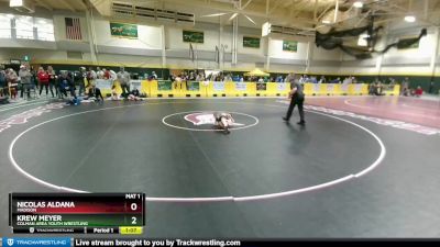 40 lbs Champ. Round 1 - Krew Meyer, Colman Area Youth Wrestling vs Nicolas Aldana, Madison