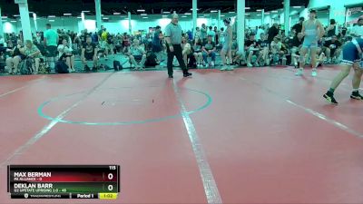 115 lbs Round 3 (6 Team) - Deklan Barr, U2 Upstate Uprising 2.0 vs Max Berman, PA Alliance