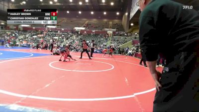 61 lbs Cons. Round 3 - Hadley Brown, Beebe Badgers Wrestling Club vs Christian Gonzalez, Fayetteville Youth Wrestling Club Rhinos