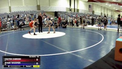 92 lbs Semifinal - Colton Zabinski, IL vs Ryker Wassmer, IN