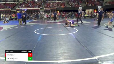 100 lbs Cons. Round 3 - Ethan Riley, Tongue River Wrestling Club vs Trevor Keller, Laurel Matburners