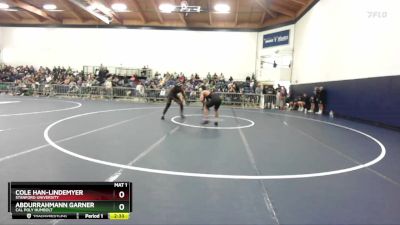 197 lbs Quarterfinal - Abdurrahmann Garner, Cal Poly Humbolt vs Cole Han-Lindemyer, Stanford University