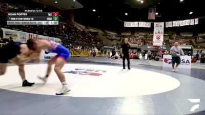 Junior Boys - 157 lbs Champ. Round 2 - Treyton Sheets, Frontier High School Wrestling vs Noah Porter, Tracy Wrestling Club