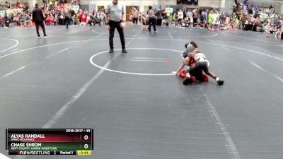 45 lbs Quarterfinal - Alyas Randall, SMWC Wolfpack vs Chase Shrom, Kent County Junior Wrestling