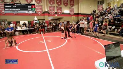 46 lbs Consi Of 4 - Carsen Lacy, Miami vs Evelyn Shimonek, Pawhuska Elks Takedown