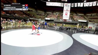 113 lbs Cons. Semis - Eli Mayer, Vacaville High School Wrestling vs Lorenzo Reyes, San Pedro High School Wrestling