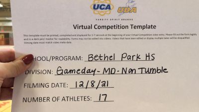 Bethel Park High School [Medium Non Tumbling Game Day] 2021 UCA December Virtual Regional