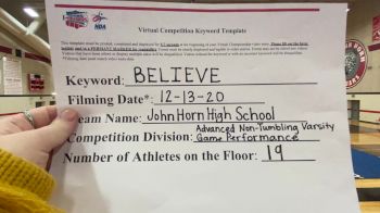 John Horn High School [Advanced Non-Tumbling Varsity Game Performance] 2020 NCA December Virtual Championship