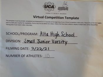 Alta High School [Junior Varsity Show Cheer Intermediate] 2021 USA Virtual Spirit Regional #3