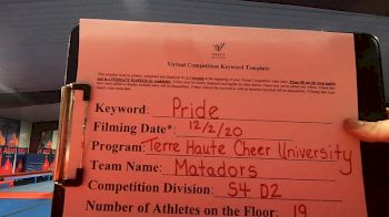Terre Haute Cheer University - MATADORS [L4 Senior - D2] 2020 WSF All Star Cheer & Dance Virtual Championship