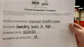 Oakland Middle School [Game Day Small Junior High] 2021 UCA February Virtual Challenge