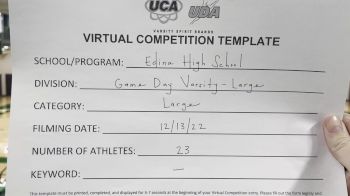 Edina High School [Game Day Varsity - Large] 2022 UCA & UDA December Virtual Regional