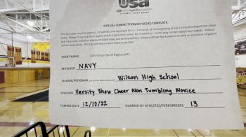 Wilson High School [Varsity Show Cheer Non-Tumbling Novice] 2022 USA Virtual Spirit Regional I