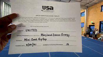 Maryland Dance Energy [Mini - Hip Hop] 2021 USA Virtual Dance Winter Series #2
