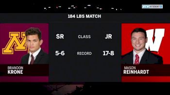 184lbs Dual: Mason Reinhardt, Wisconsin vs Owen Webster, Wisconsin