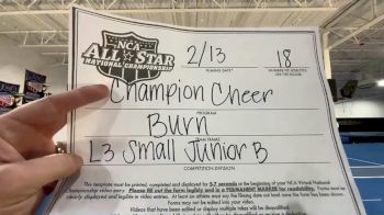 Champion Cheer - Burn [L3 Junior - Small - B] 2021 NCA All-Star Virtual National Championship