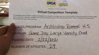 Archbishop Rummel High School [Game Day Large Varsity Coed] 2021 UCA February Virtual Challenge