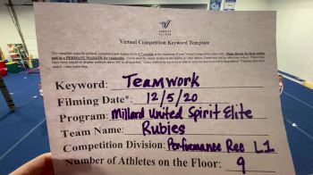 Millard United Sports - Spirit Elite Rubies [Level 1 L1 Performance Recreation - 10 &amp; Younger (NON)] Varsity All Star Virtual Competition Series: Event VII
