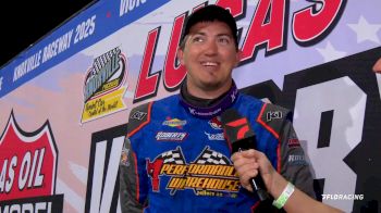 Garrett Alberson Reacts After Winning Rain-Shortened Late Model Nationals Feature At Knoxville