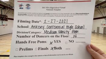 Ankeny Centennial High School [Medium Varsity - Pom Virtual Finals] 2021 NDA High School National Championship