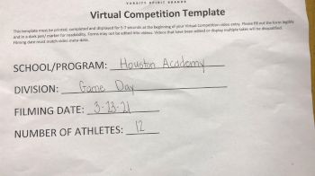 Houston Academy [Game Day - Small Varsity] 2021 UCA & UDA March Virtual Challenge