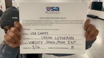 Crean Lutheran High School [Varsity - Song/Pom - Intermediate] 2021 USA Virtual West Coast Spirit Championships