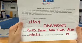Oakmont High School [Coed Varsity Show Cheer Non Tumbling Advanced] 2021 USA Virtual Spirit Regional I