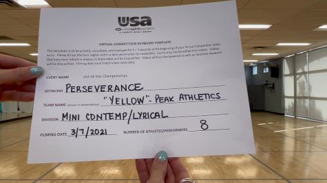 Peak Athletics - Yellow [Mini - Contemporary/Lyrical] 2021 USA All Star Virtual Championships