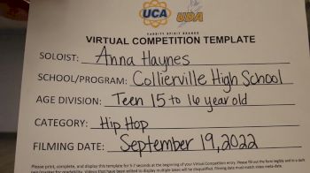 Collierville High School - Anna [Teen - Solo - Hip Hop] 2022 UDA Virtual Solo Showdown
