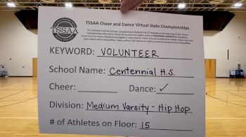 Centennial High School [Medium Varsity - Hip Hop] 2021 TSSAA Cheer & Dance Virtual State Championships