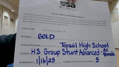 Topsail High School [HS Group Stunt Advanced - All Female] 2023 USA Virtual Spirit Regional II