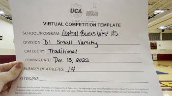Central Bucks High School-West [Small Varsity] 2022 UCA & UDA December Virtual Regional