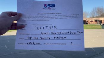 Granite Bay High School [Hip Hop Varsity - Medium] 2021 USA Virtual Dance Winter Classic