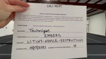 Cali Heat [L1 Tiny - Novice - Restrictions] 2021 Varsity Virtual Competition Series - Prep & Novice II