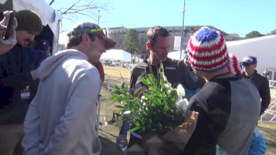 Aliphine with coaches after winning the Olympic Marathon Trials