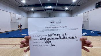 California [Game Day Small Varsity - Non-Tumble] 2023 UCA & UDA December Virtual Challenge
