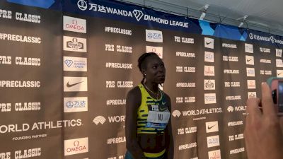 Athing Mu after setting 1:54.97 American 800 record at 2023 Prefontaine  Classic 