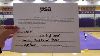 Mesa High School [Varsity Show Cheer Novice] 2021 USA Virtual Spirit Regional #3