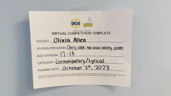 Cherry Creek High School - Olivia Allen [Junior - Solo - Contemporary/Lyrical] 2023 UDA Solo Showdown