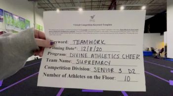 Divine Athletics Cheer - Supremacy [Level 3 L3 Senior - D2 - Small] Varsity All Star Virtual Competition Series: Event VII