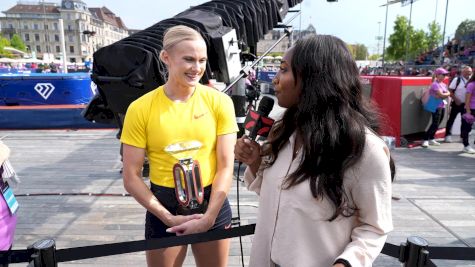 Katie Moon Reacts After Pole Vault Victory in Zurich