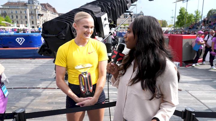 Katie Moon Reacts After Pole Vault Victory in Zurich