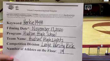 Hudson High School [Large Varsity Kick] 2020 NDA November Virtual Championship